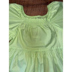 NWT Girls ZARA Lime Green Short Puffer Sleeve Tiered Short Length Dress 13-14‎